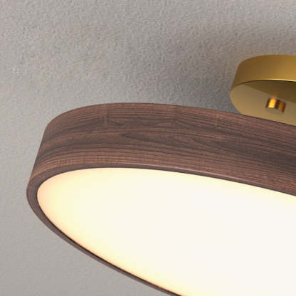 Round Wood LED Ceiling Lights For Bedroom 
