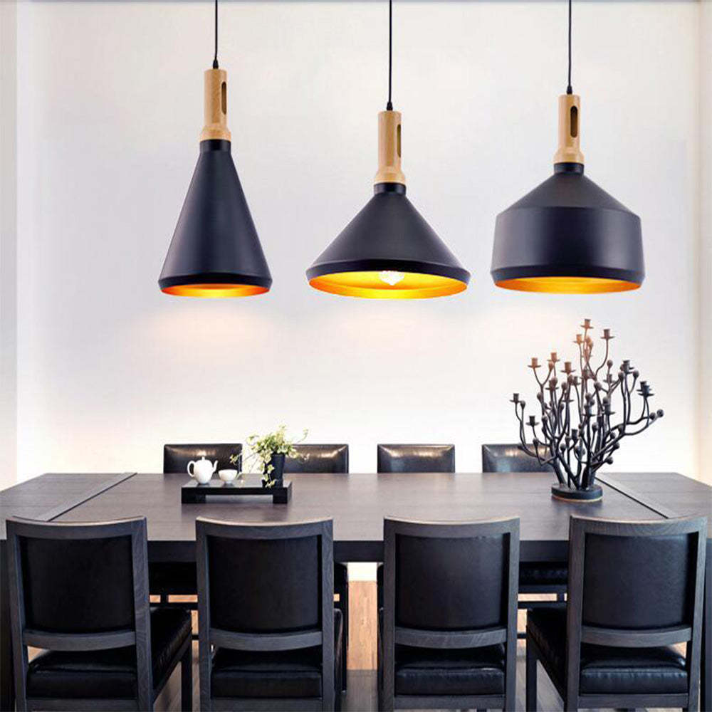 Modern Black Geometry Aluminum Pendant Light For Kitchen