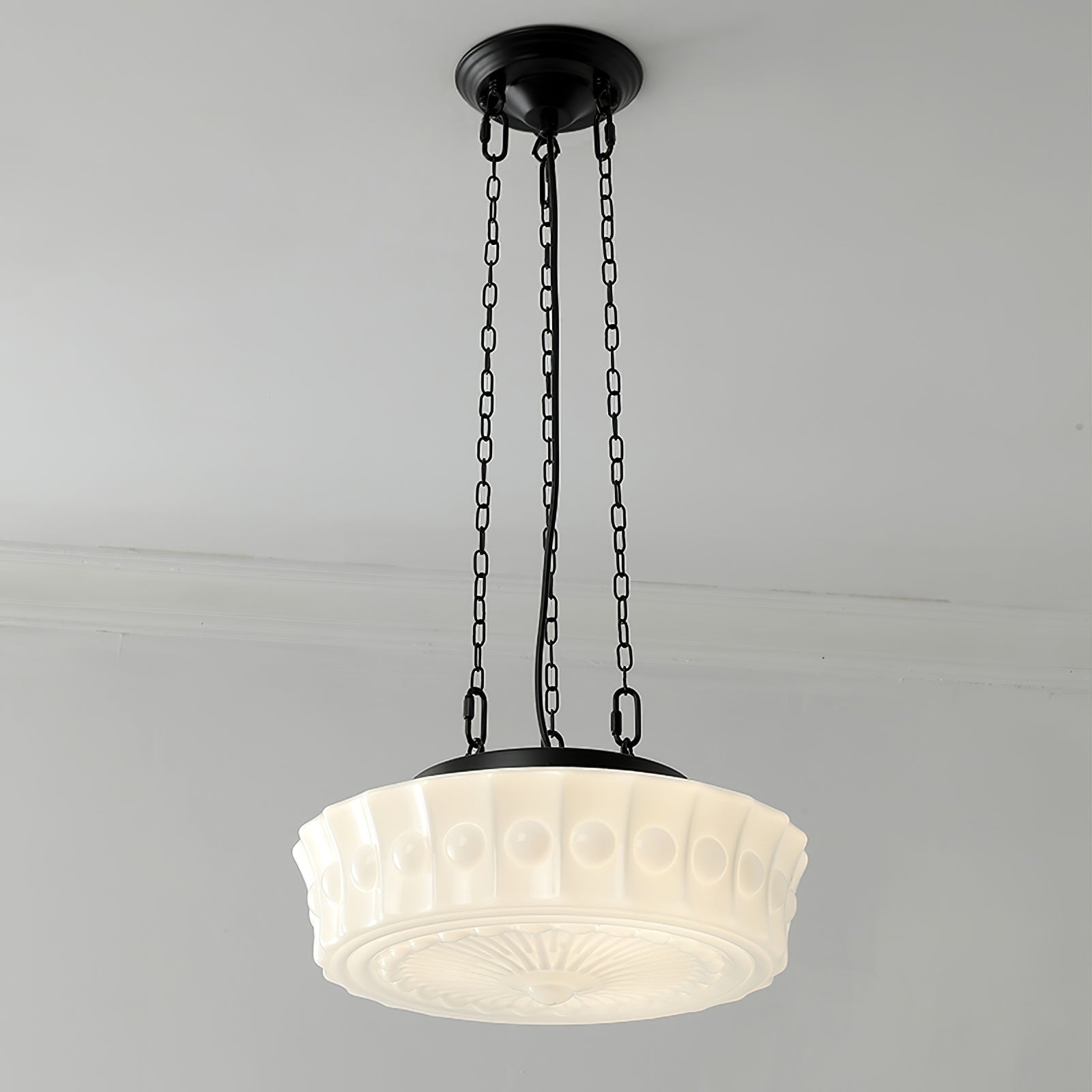 White Vintage Round Pendant Light -Homdiy