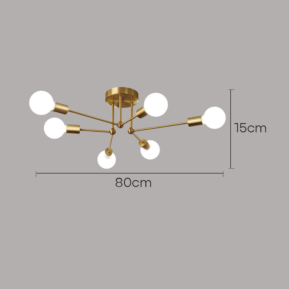 Stylish Muti-Lights Contemporary Gold Iron Living Room Ceiling Lights