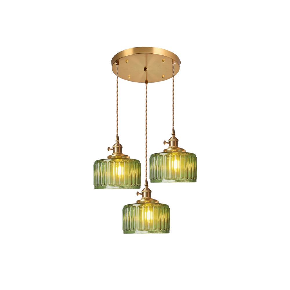Retro Short Cylinder Wavy Glass Pendant Light -Homdiy