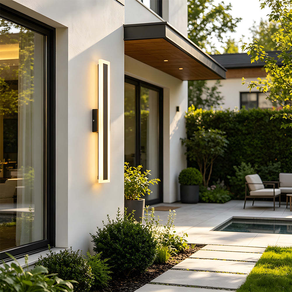 Sleek Architectural Vertical Rectangle Frame Front Door Lights for Luxury House Entrance