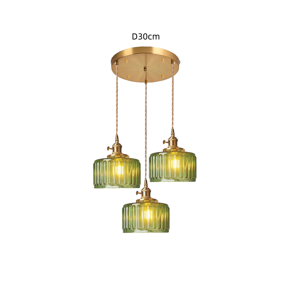 Retro Short Cylinder Wavy Glass Pendant Light -Homdiy