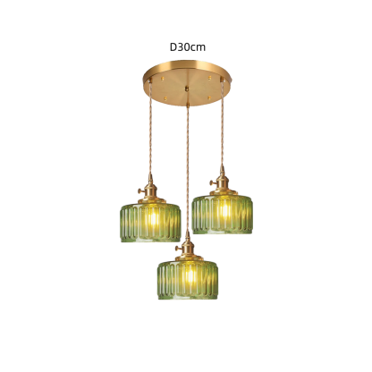 Retro Short Cylinder Wavy Glass Pendant Light -Homdiy