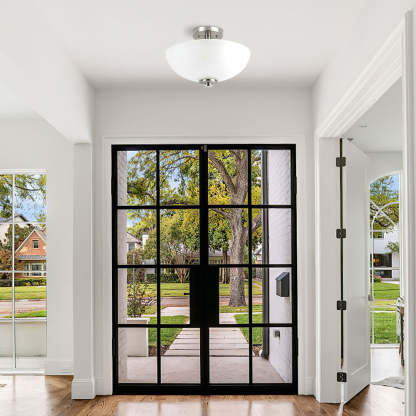 Glass Semi-Flush Round Hallway Ceiling Lights