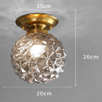 Contemporary Clear Glass Hallway Semi-Flush Ceiling Light