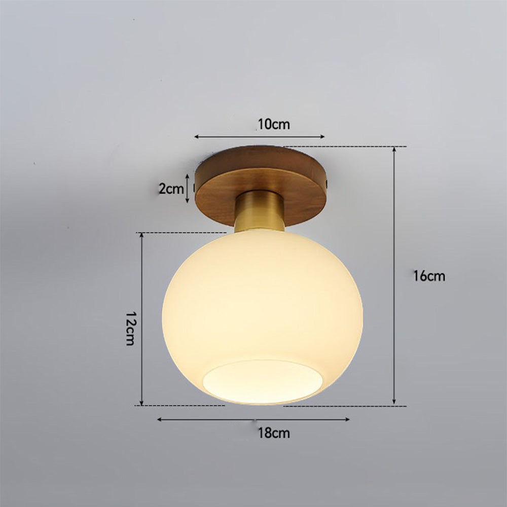 Nordic Walnut Minimalist Hallway Semi-Flush Ceiling Light