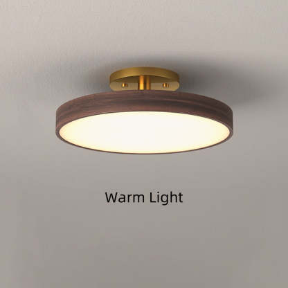 Round Wood LED Ceiling Lights For Bedroom 