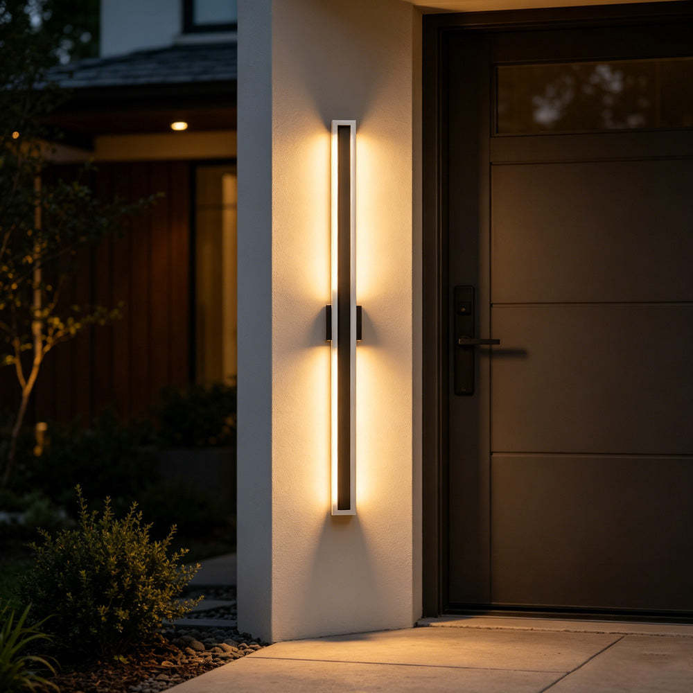 Sleek Architectural Vertical Rectangle Frame Front Door Lights for Luxury House Entrance