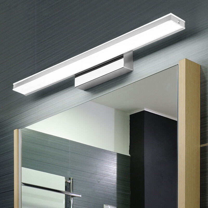 Contemporary Silver Simple Metal Mirror Bathroom Wall Light