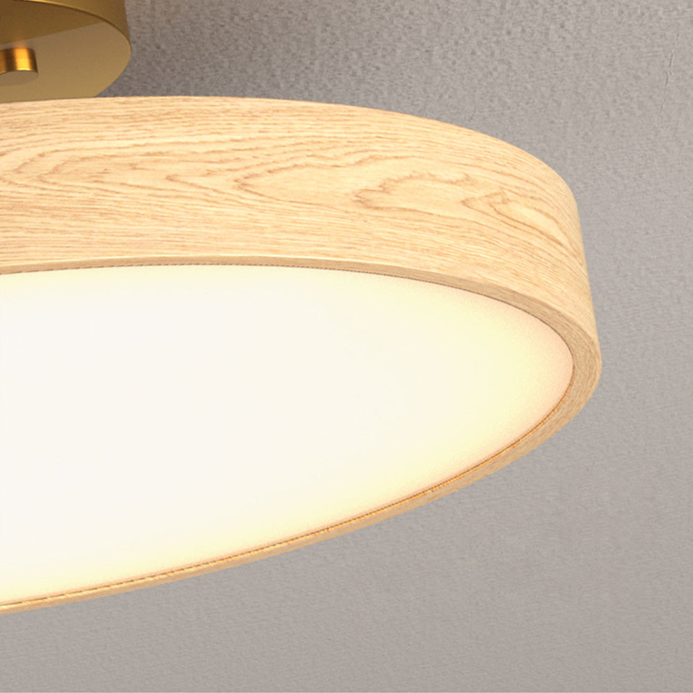 Round Wood LED Ceiling Lights For Bedroom 