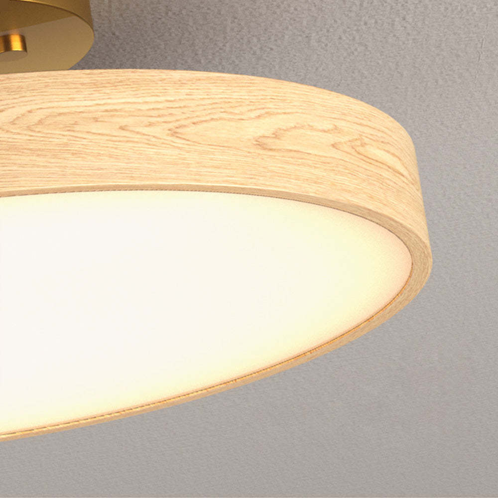 Round Wood LED Ceiling Lights For Bedroom 