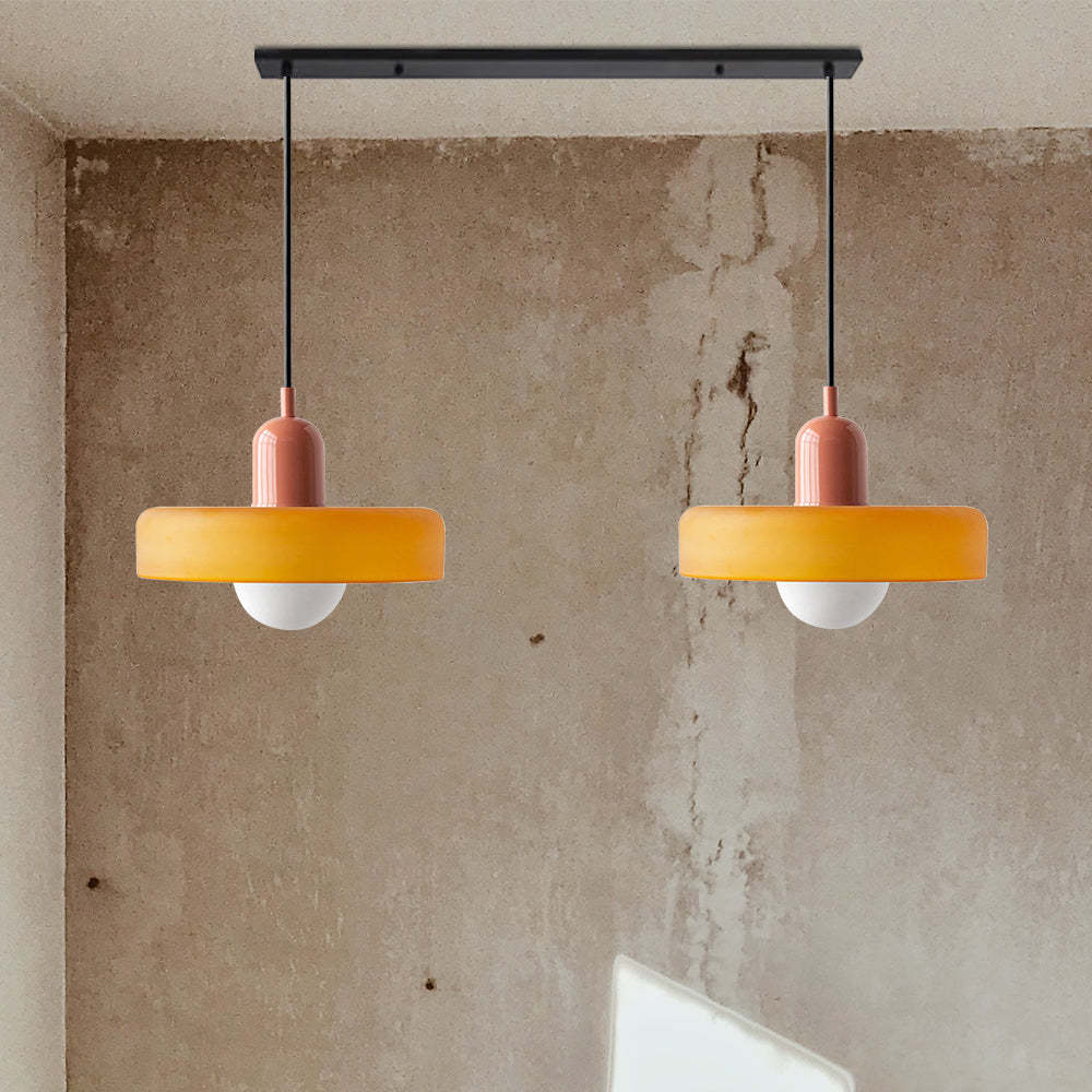2 Lights Modern Coloured Glass Pendant Light