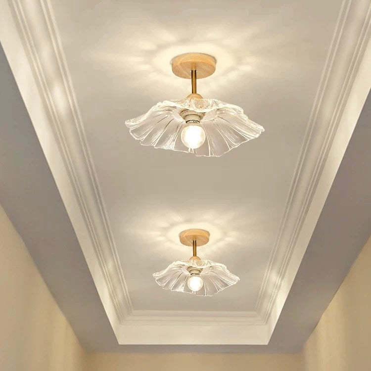 Art Deco Glass Semi Flush Hallway Entry Ceiling Lighting