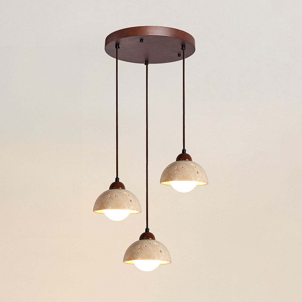 Retro Rustic Natural Stone Pendant Light For Dining Room