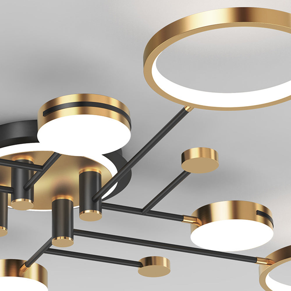 Luxury Rings Gold LED Ceiling Light For Bedroom