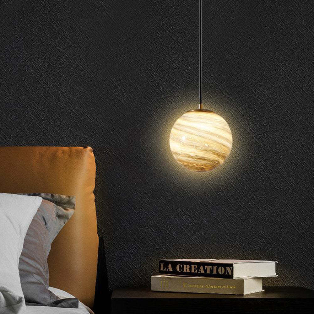 Planet Pretty Glass Pendant Light For Bedside