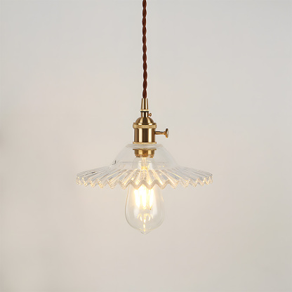 Vintage Elegant Pleated Glass Pendant Light For Living Room