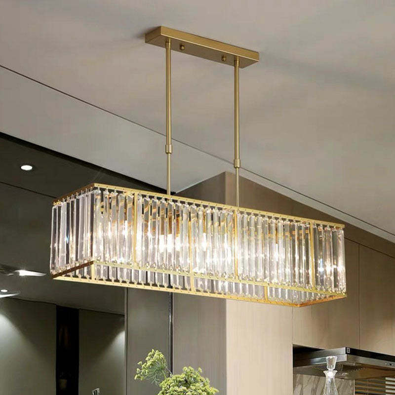 Nordic Square Crystal Island Lamps For Kitchen