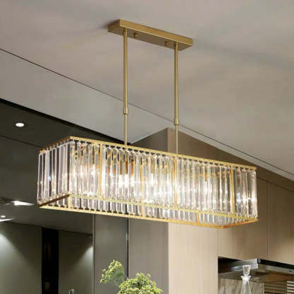 Nordic Square Crystal Island Lamps For Kitchen