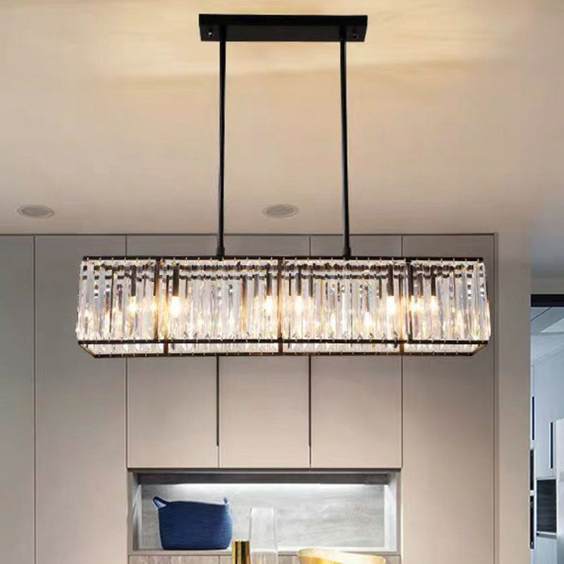 Nordic Square Crystal Island Lamps For Kitchen