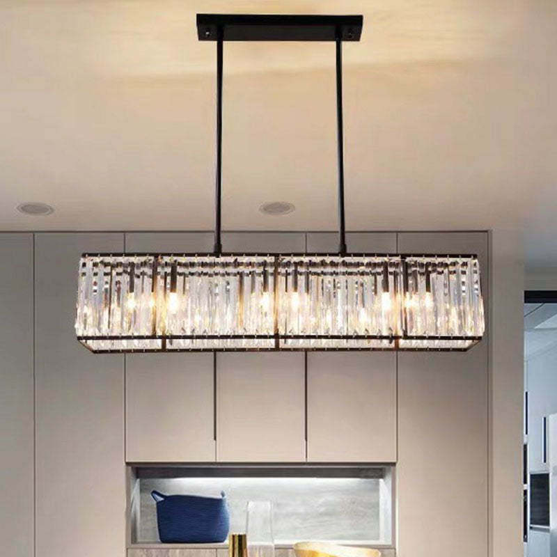 Nordic Square Crystal Island Lamps For Kitchen