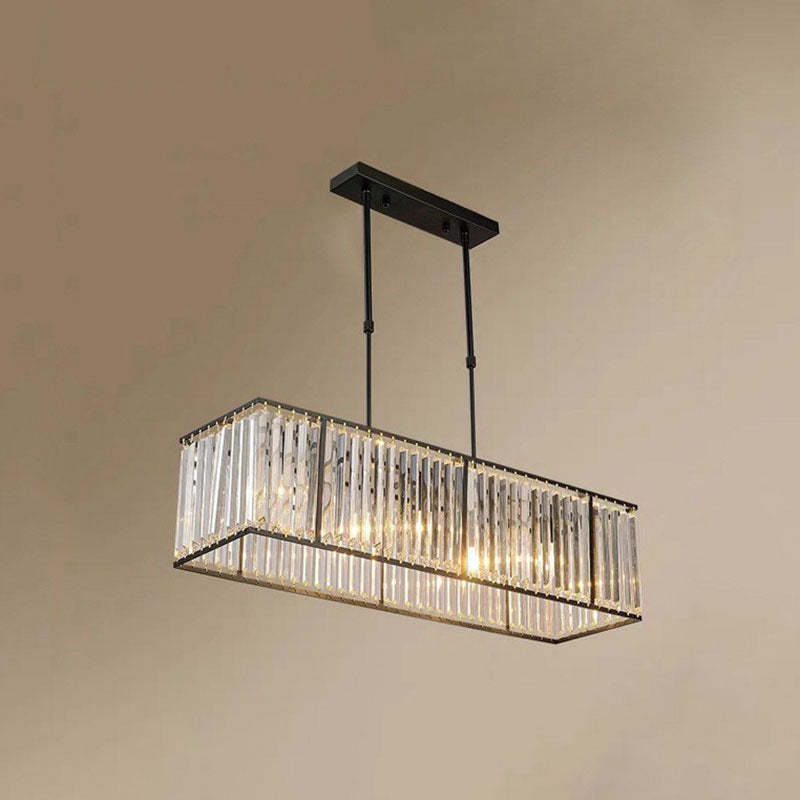 Nordic Square Crystal Island Lamps For Kitchen