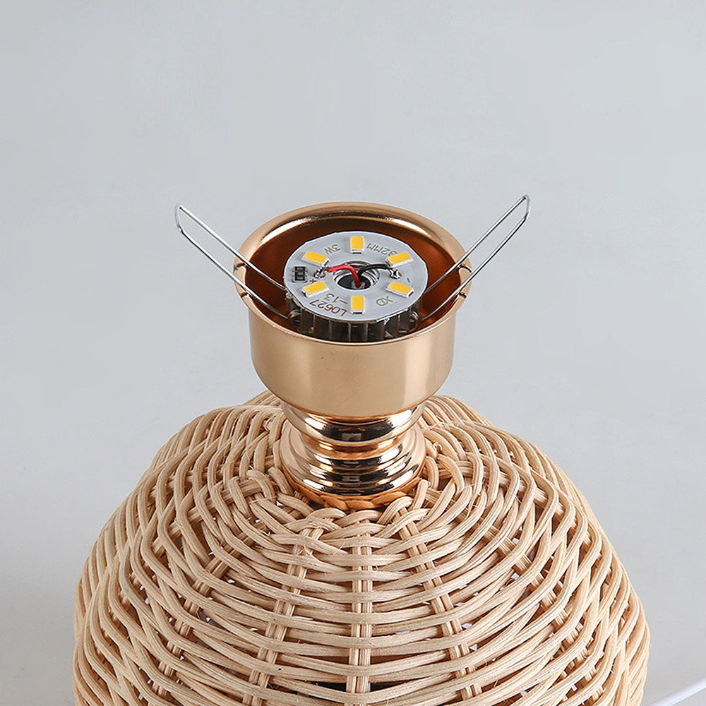 Modern Simple Bamboo Weaving  Bedroom Table Lamps