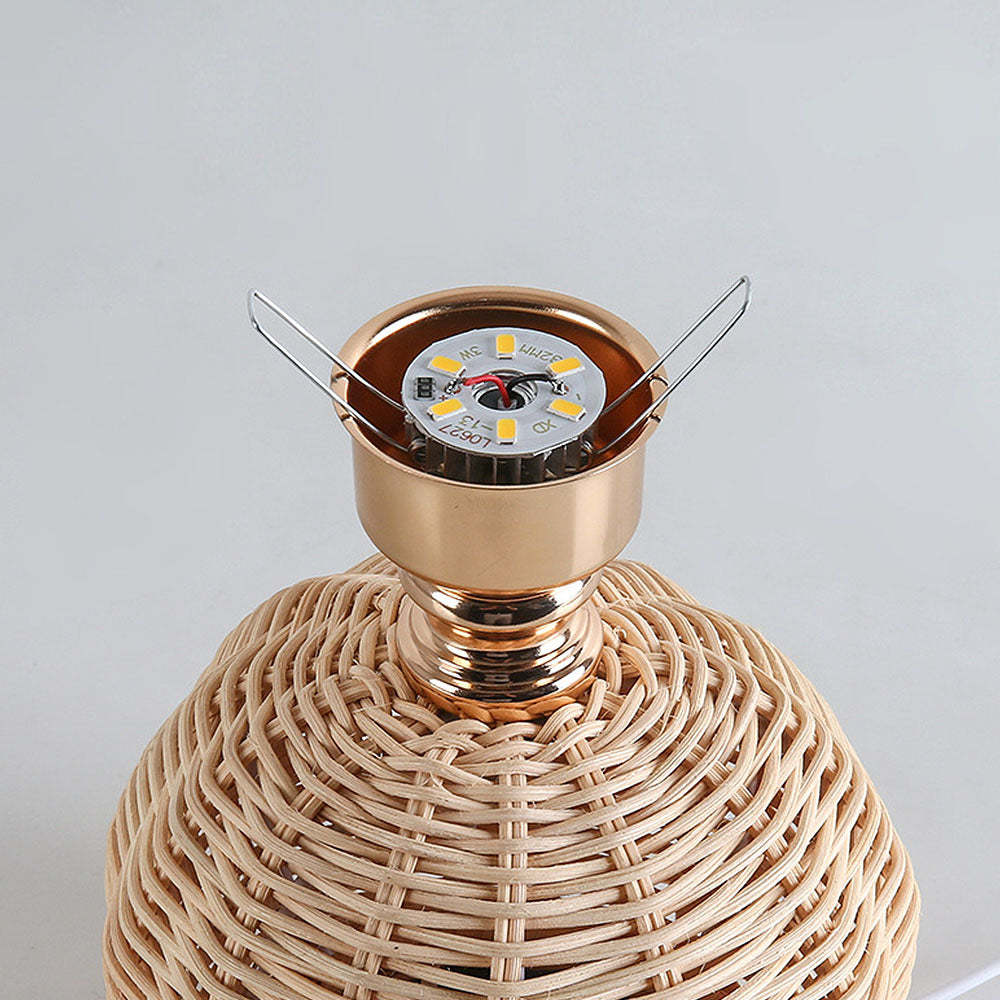 Modern Simple Bamboo Weaving  Bedroom Table Lamps