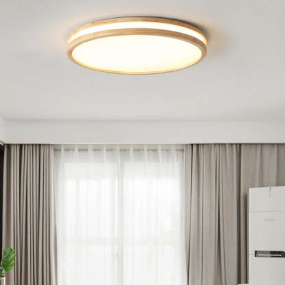 Rustic Wood Round Bedroom LED Ceiling Light