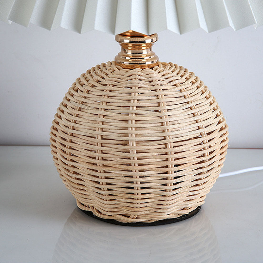Modern Simple Bamboo Weaving  Bedroom Table Lamps