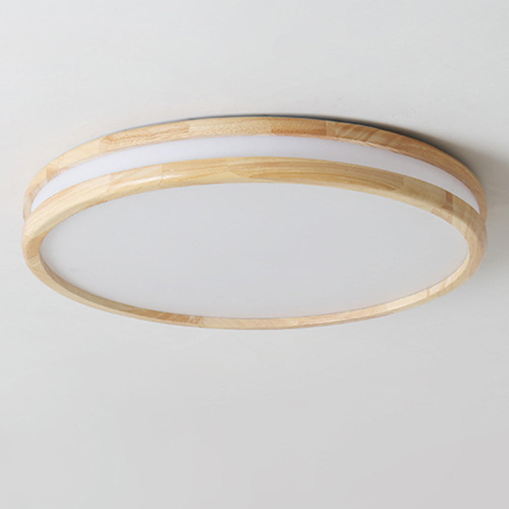 Rustic Wood Round Bedroom LED Ceiling Light