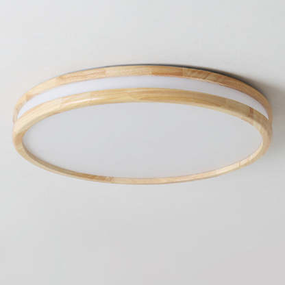 Rustic Wood Round Bedroom LED Ceiling Light