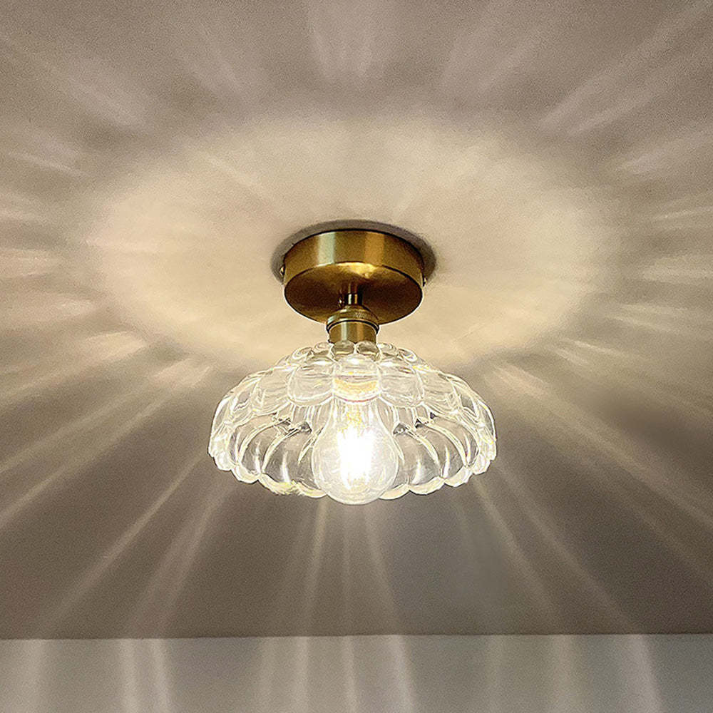 Homdiy Ceiling Lamp Modern Minimalist Clear Glass Semi-Flush Ceiling Light