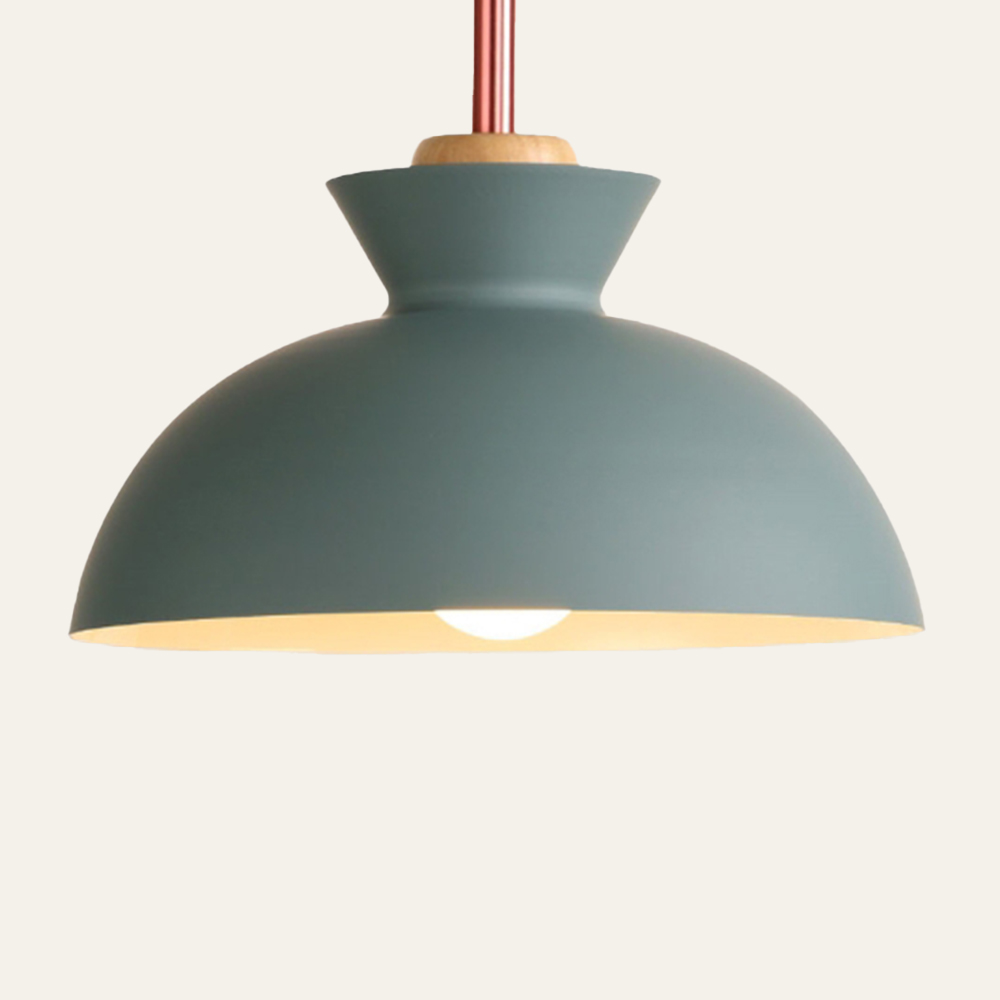 1-Bulb Art Decor Iron And Wood Round Pendant Lights For Dining Room