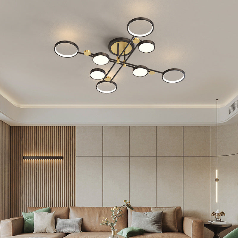Circular Gold And Black LED Living Room Ceiling Light