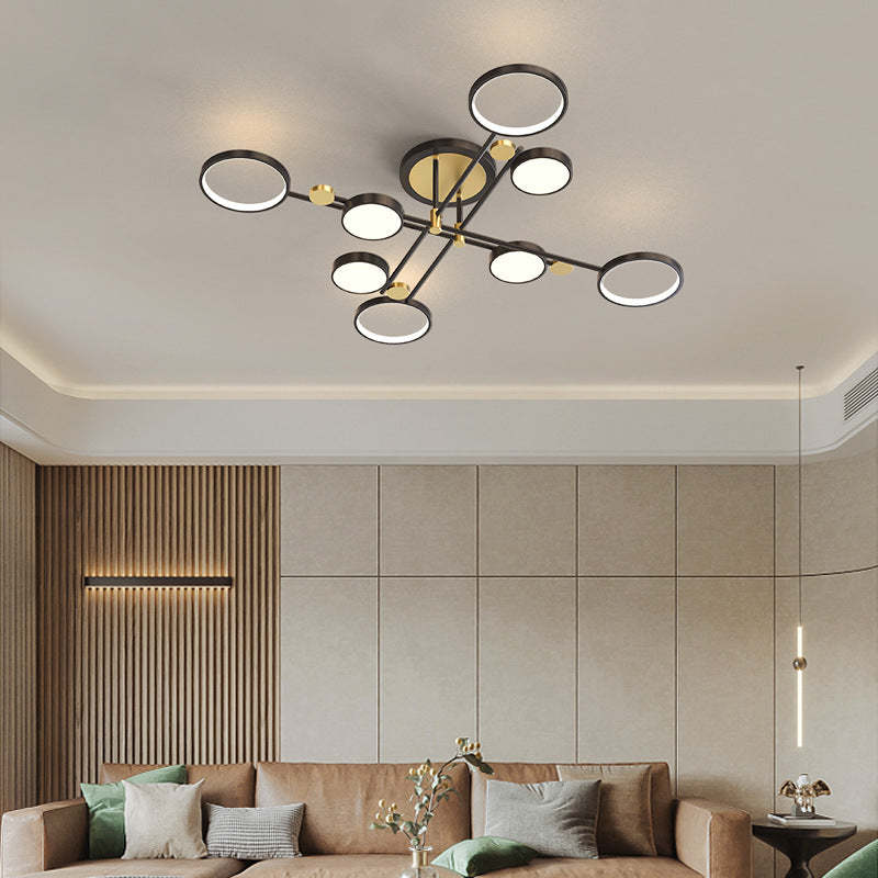 Circular Gold And Black LED Living Room Ceiling Light
