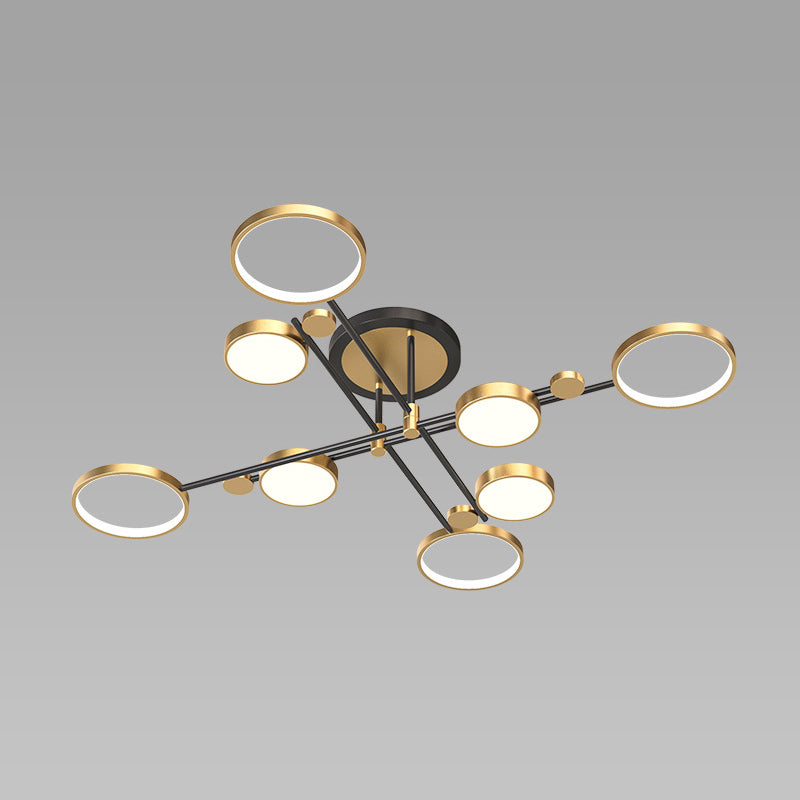 Circular Gold And Black LED Living Room Ceiling Light