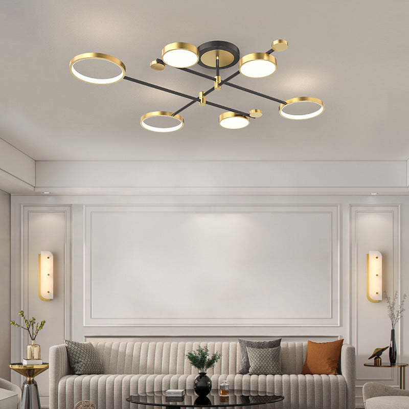 Circular Gold And Black LED Living Room Ceiling Light