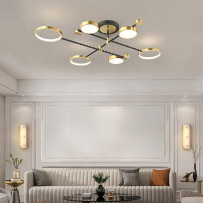 Circular Gold And Black LED Living Room Ceiling Light