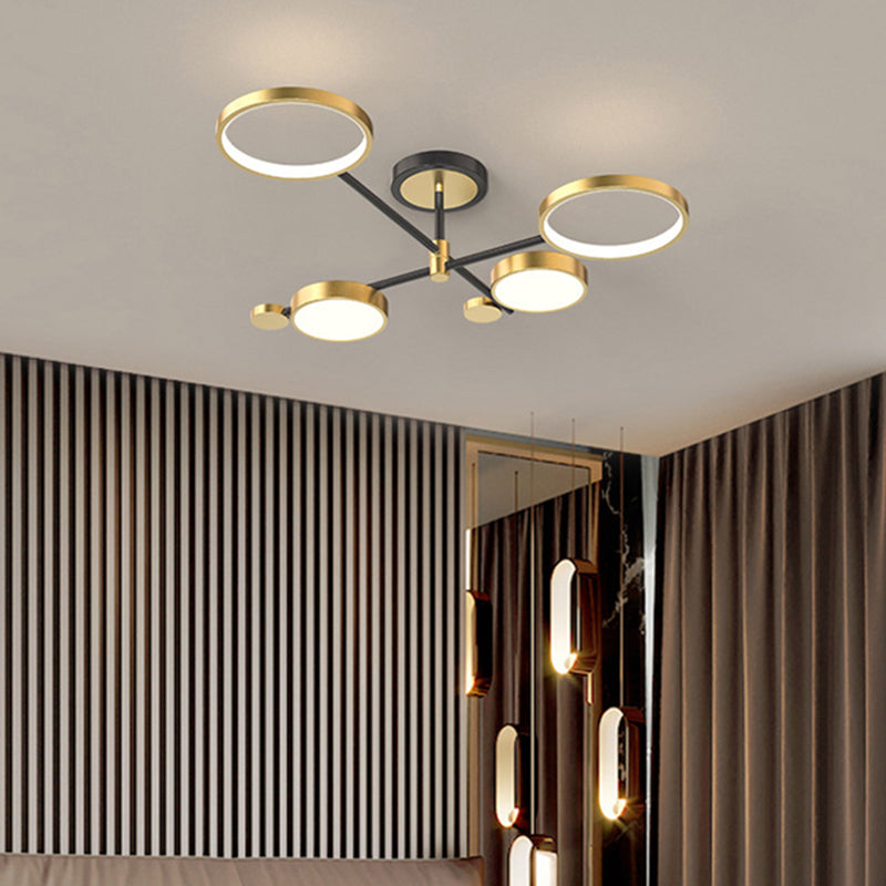 Circular Gold And Black LED Living Room Ceiling Light