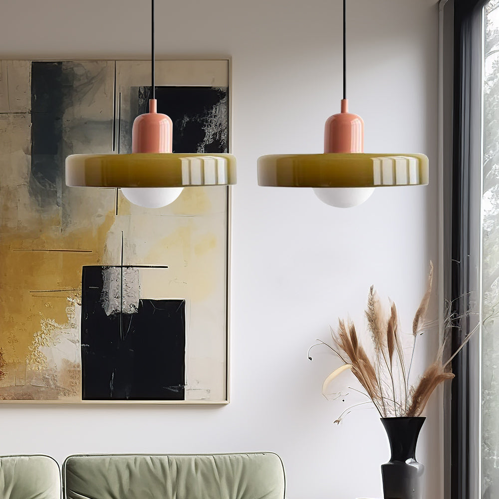 2 Lights Modern Coloured Glass Pendant Light