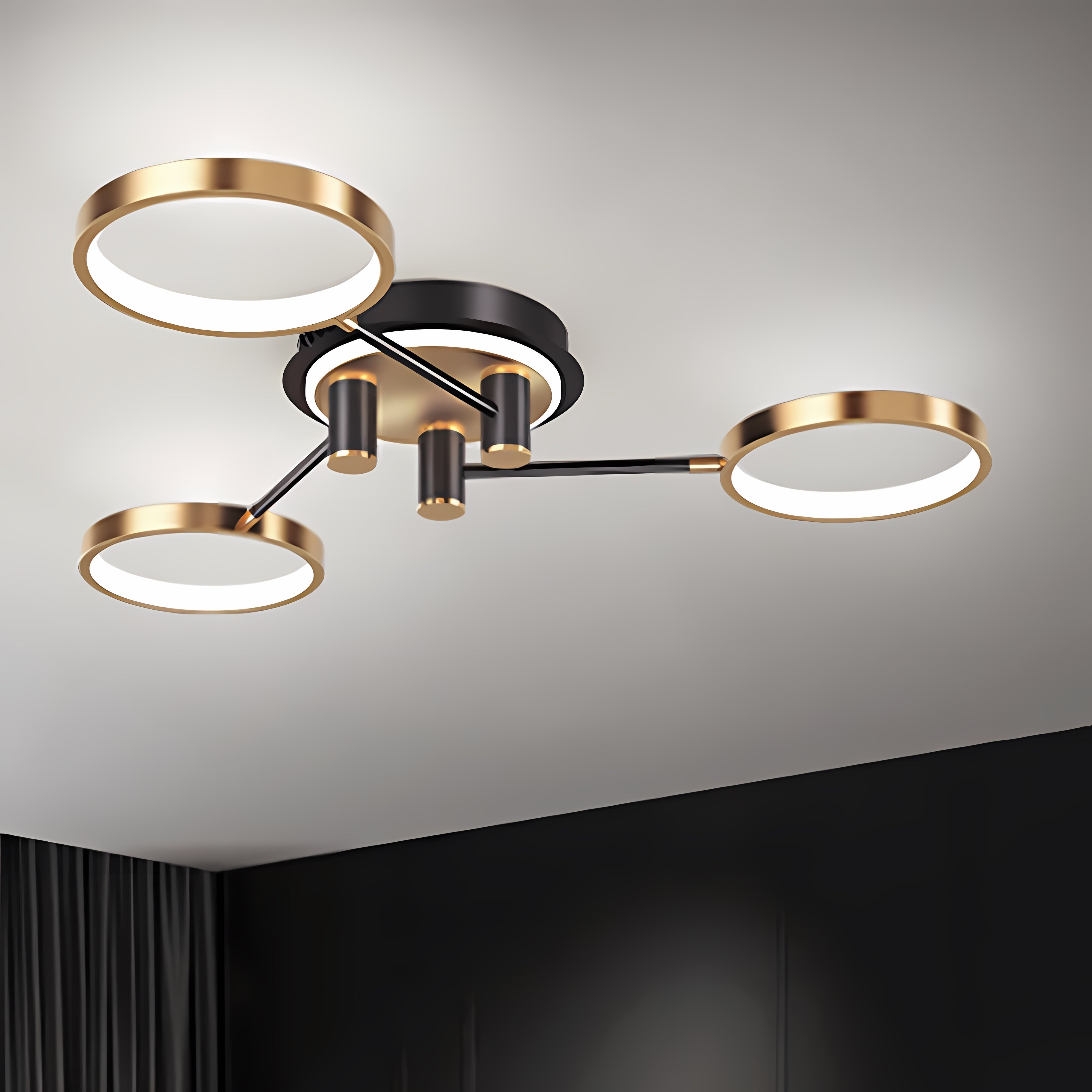 Luxury Rings Gold LED Ceiling Light For Bedroom