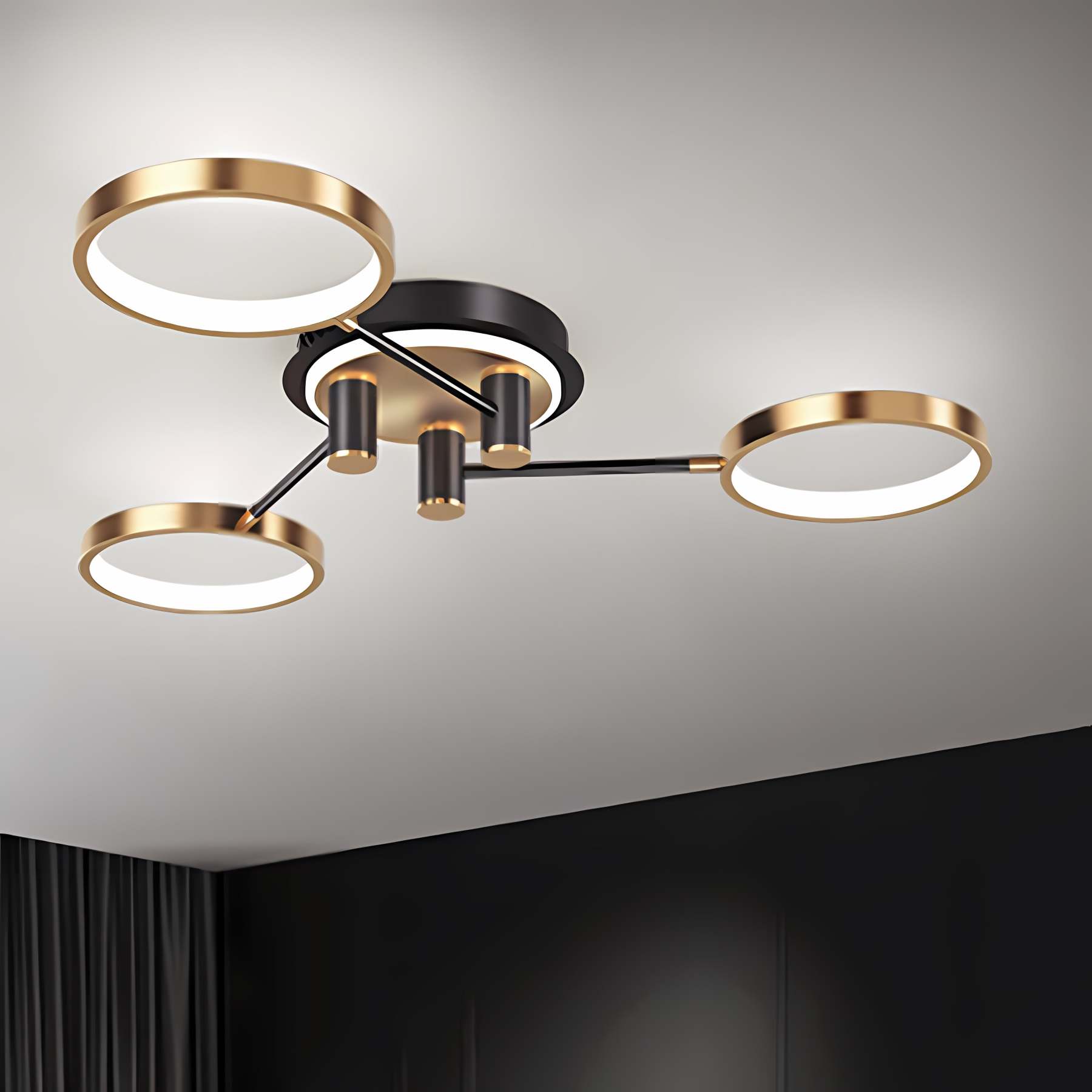 Homdiy Ceiling Lights Luxury Rings Gold LED Ceiling Light For Bedroom