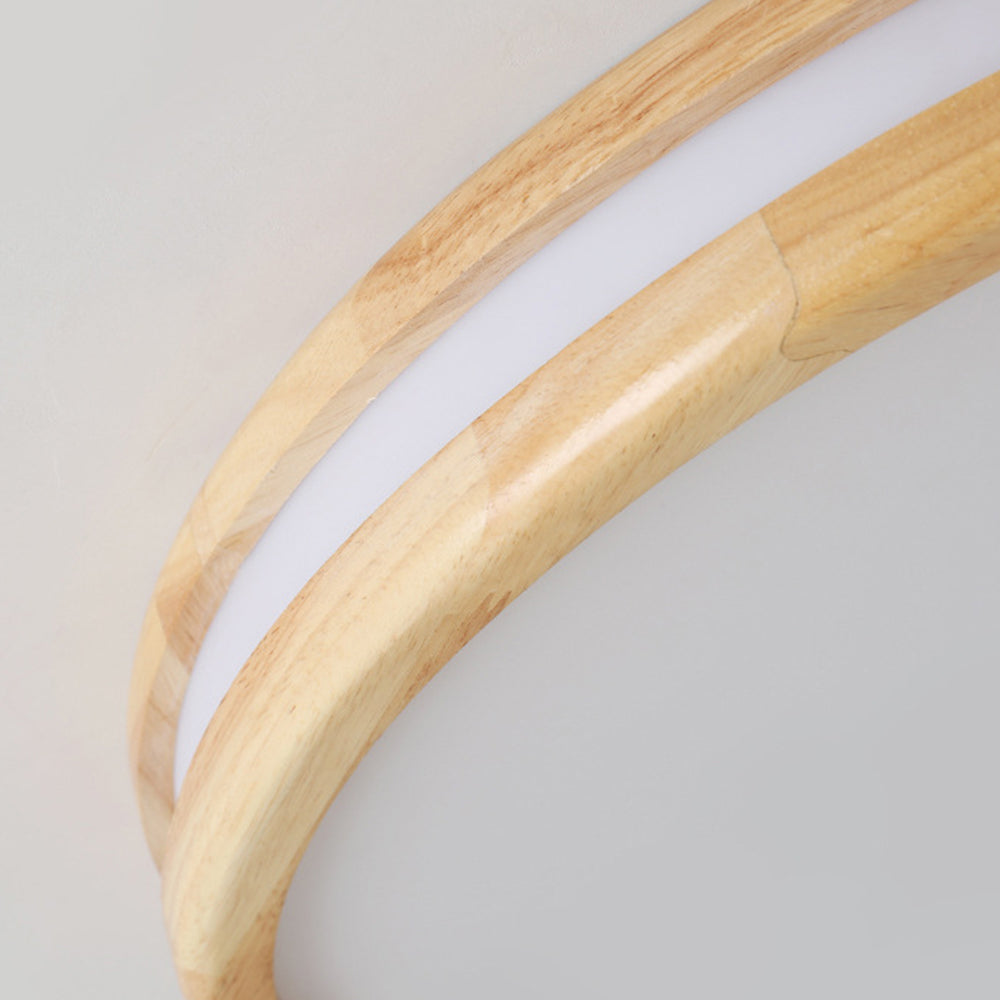 Rustic Wood Round Bedroom LED Ceiling Light