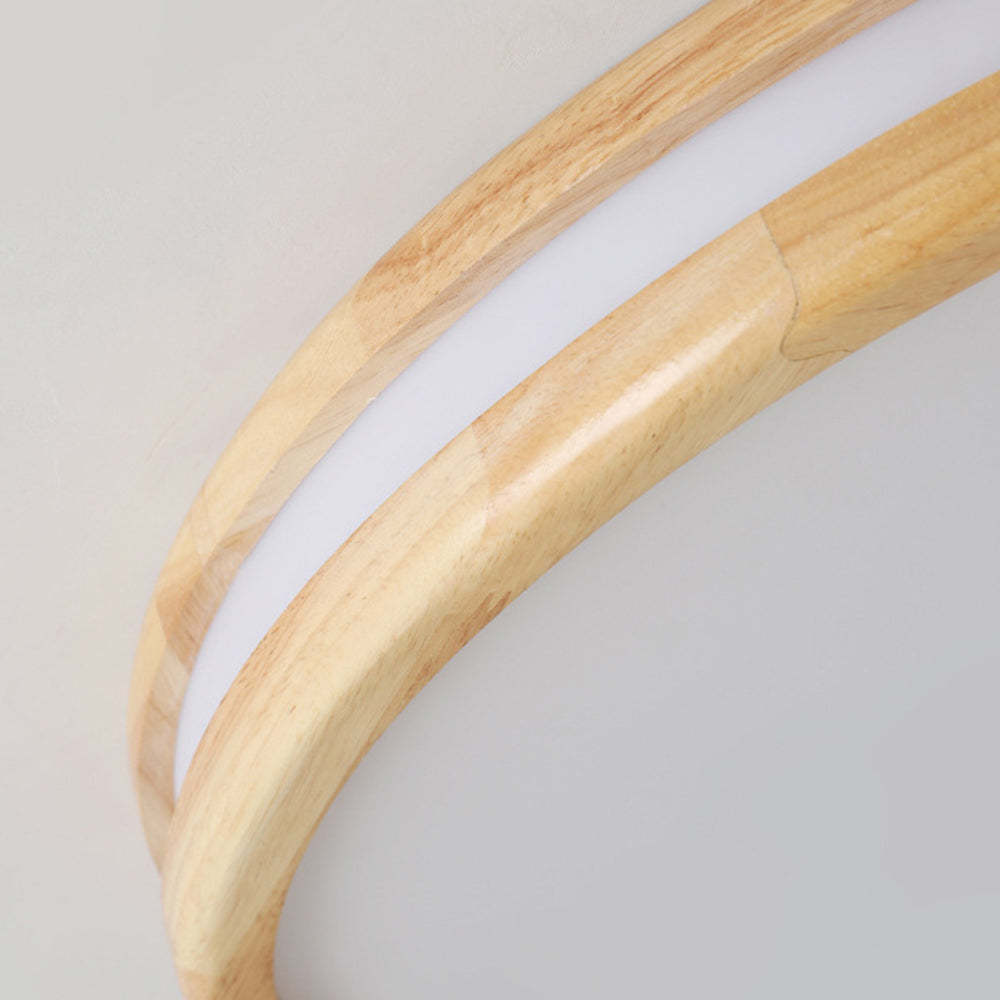 Rustic Wood Round Bedroom LED Ceiling Light