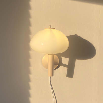 Cute Cream Mushroom Glass Wall Light For Bedroom -Homdiy