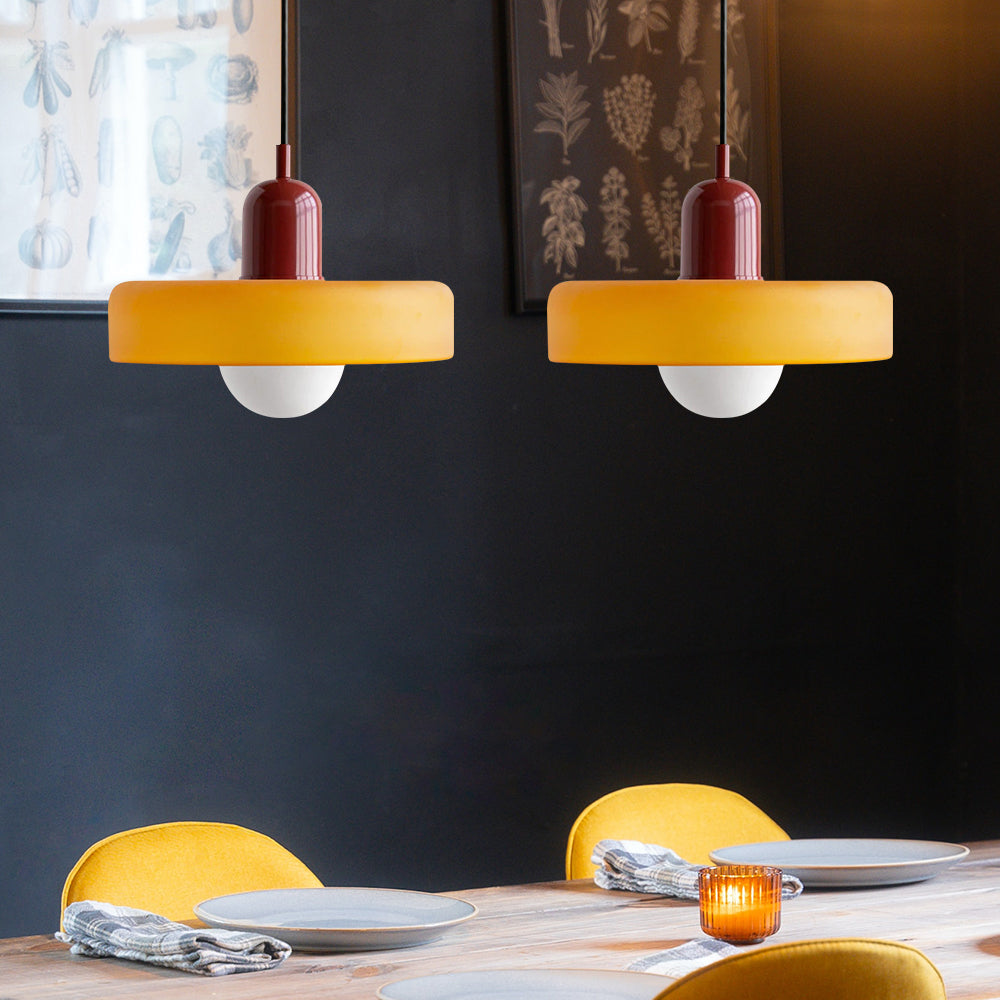 2 Lights Modern Coloured Glass Pendant Light