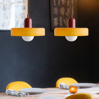 2 Lights Modern Coloured Glass Pendant Light