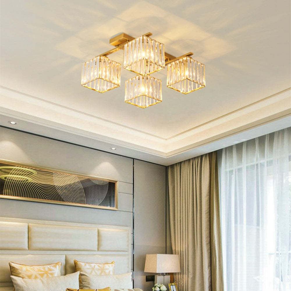 Lampsmodern Ceiling Light Luxury Crystal Gold Ceiling Lights For Bedroom